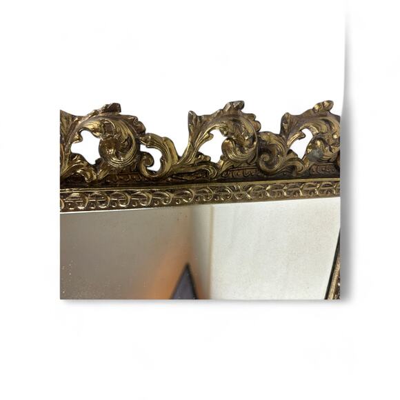 Antique Ornate Brass Frame with Velvet Backing and Mirror Insert Heavy Large - Picture 8 of 14